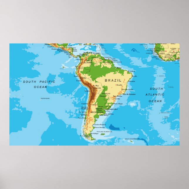 Póster Poster de Mapa de América del Sur (Frente)