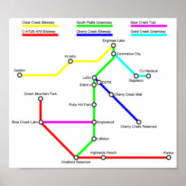 Póster Poster de Mapa de Bicicletas Denver