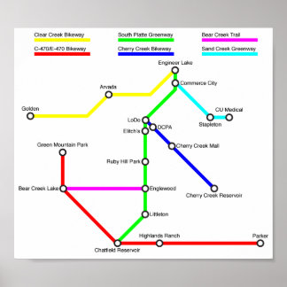 Póster Poster de Mapa de Bicicletas Denver