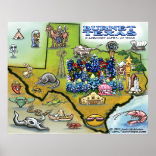 Póster Poster de Mapa de Burnet TEXAS
