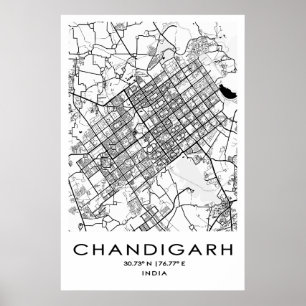 Póster Poster de mapa de Chandigarh  Punjab  India