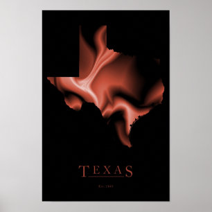Póster Poster de Mapa de Diseño de Texas