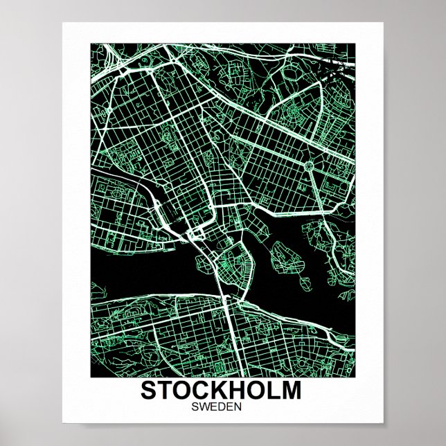 Póster Poster de Mapa de Estocolmo (Frente)
