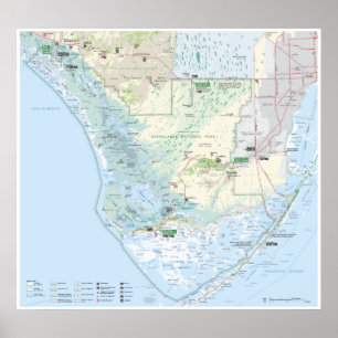 Póster Poster de mapa de Everglades