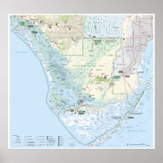 Póster Poster de mapa de Everglades