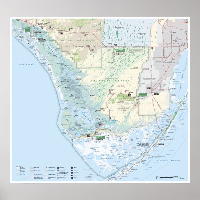 Póster Poster de mapa de Everglades (Frente)