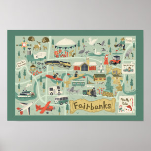 Póster Poster de Mapa de Fairbanks