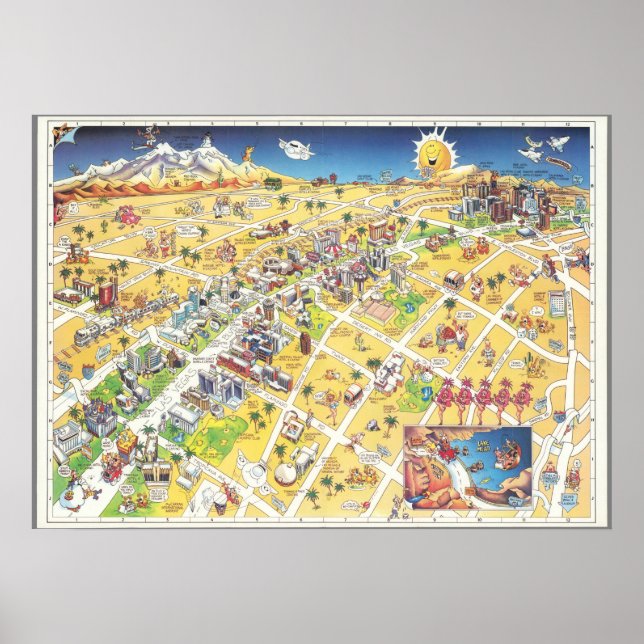 Póster Poster de mapa de Las Vegas (Frente)