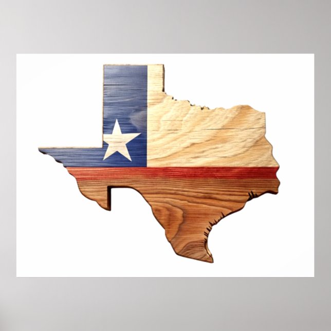Póster poster de Mapa de Madera de Texas 3D (Frente)