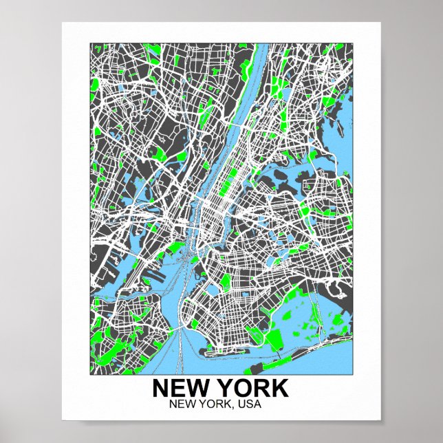 Póster Poster de Mapa de Nueva York (Frente)