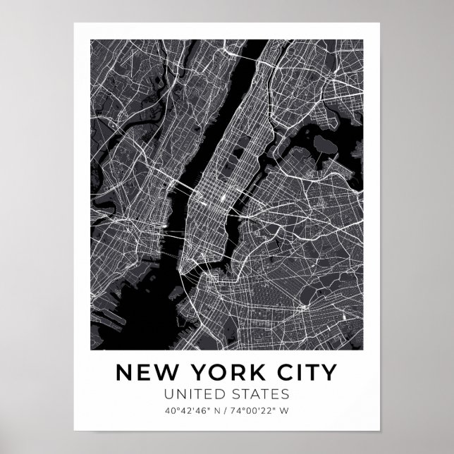 Póster Poster de Mapa de Nueva York (Frente)