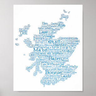 Póster Poster de mapa de palabras en jerga escocesa