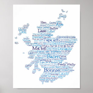 Póster Poster de mapa de palabras en jerga escocesa
