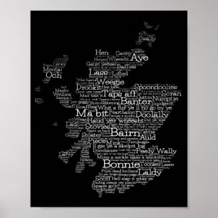 Póster Poster de mapa de palabras en jerga escocesa