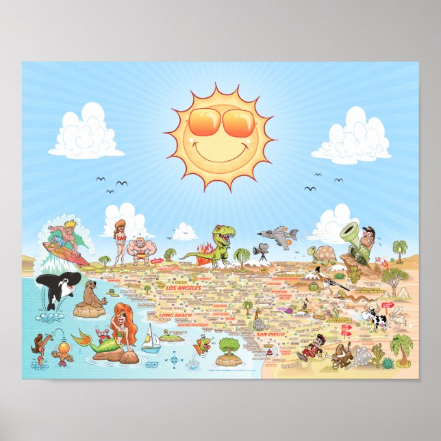 Póster Poster de Mapa de Personalizados del Sur de Califo (Frente)