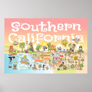 Póster Poster de Mapa de Personalizados del Sur de Califo