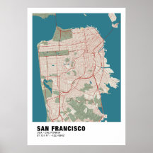 Poster de Mapa de San Francisco - Mapa de Vintage