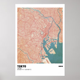 Póster Poster de Mapa de Tokio - Mapa moderno de Tokio