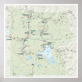 Póster Poster de mapa de Yellowstone