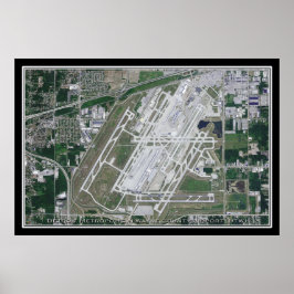 Póster Poster de mapa del satélite del aeropuerto metropo