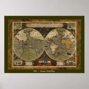 Póster poster de Mapa Histórico del Mapa Mundial de Hondi