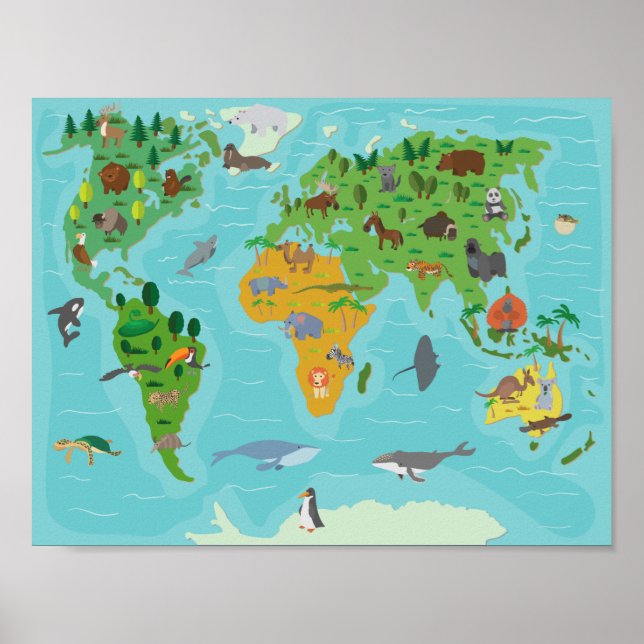 Póster Poster de Mapa Infantil Cute (Frente)