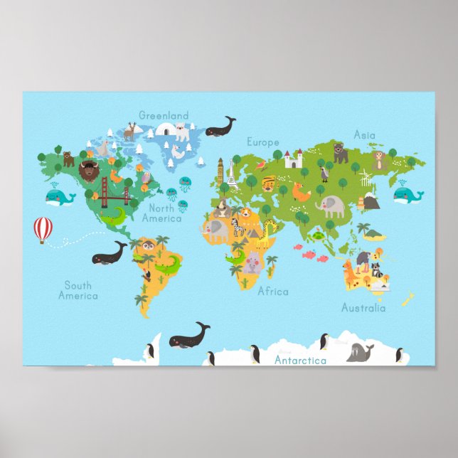 Póster Poster de Mapa Infantil Cute (Frente)