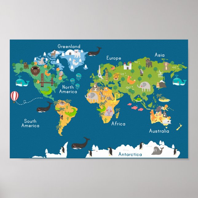Póster Poster de Mapa Infantil Cute (Frente)
