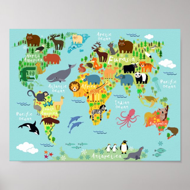Póster Poster de Mapa Infantil Cute (Frente)