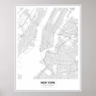 Póster Poster de Mapa Minimalista de Nueva York