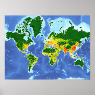 Póster Poster de Mapa Mundial de Población