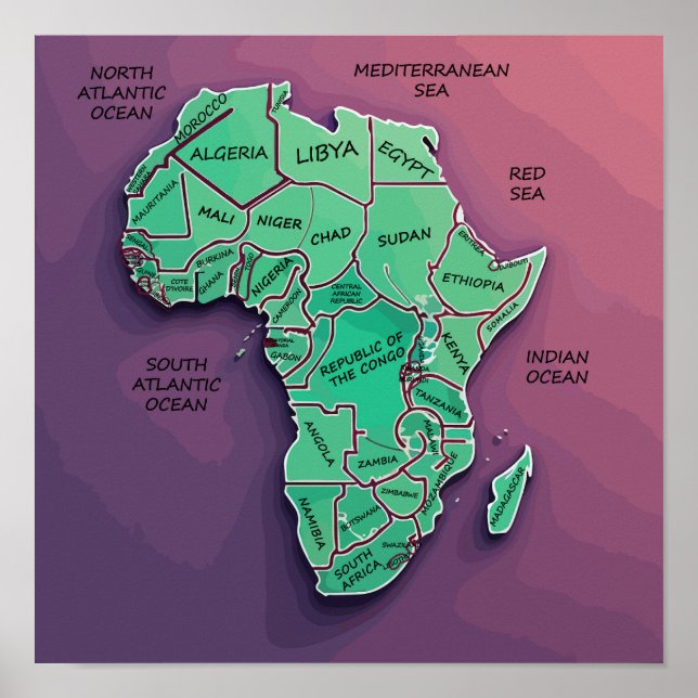 Póster Poster de mapas de África (Frente)
