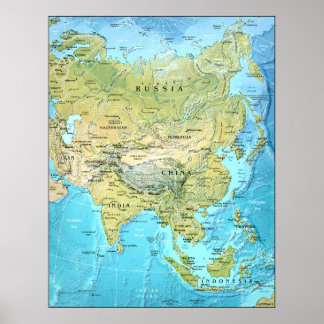 Póster Poster de mapas de Asia