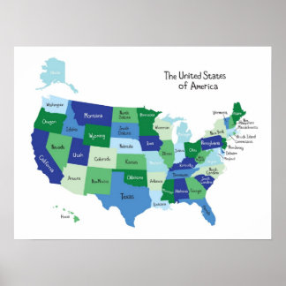 Póster Poster de mapas de aulas de Estados Unidos