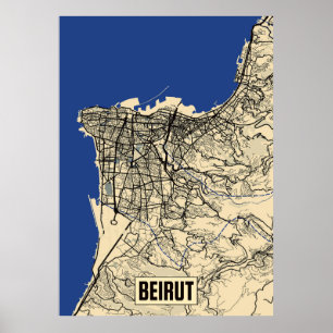 Póster Poster de mapas de Beirut