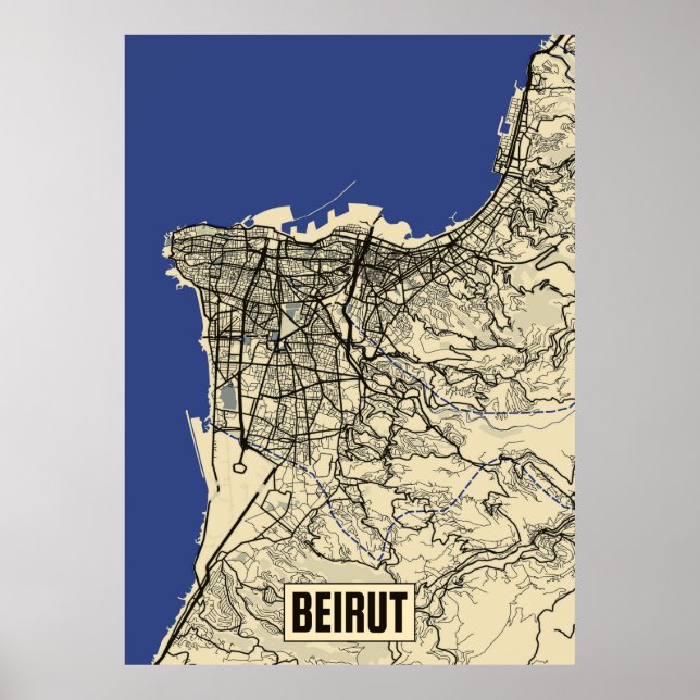 Póster Poster de mapas de Beirut (Frente)