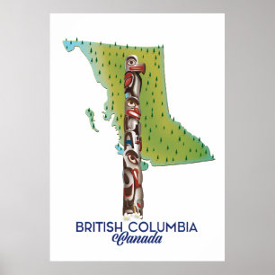 Póster Poster de mapas de British Columbia Canada.