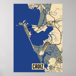 Póster Poster de mapas de Cádiz