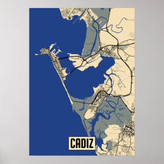 Póster Poster de mapas de Cádiz