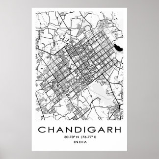 Póster Poster de mapas de Chandigarh| Punjab| India