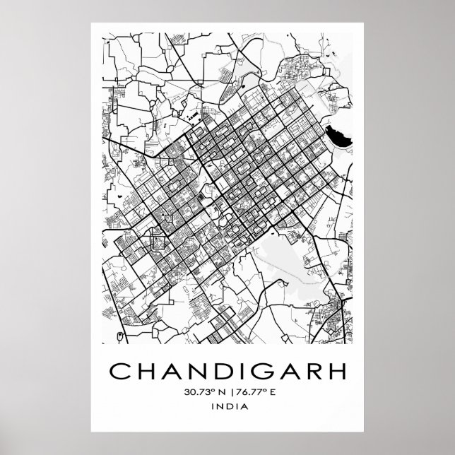 Póster Poster de mapas de Chandigarh| Punjab| India (Frente)