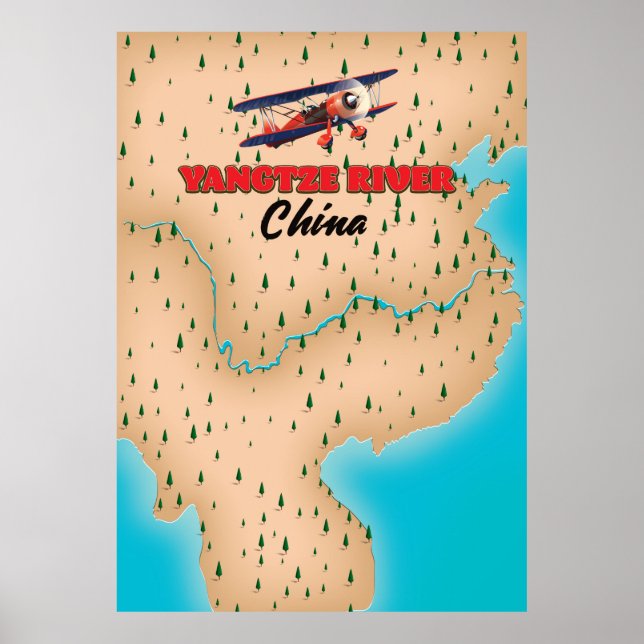 Póster Poster de mapas de China en el río Yangtze (Frente)