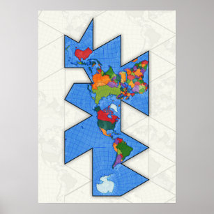 Póster Poster de mapas de Dymaxion World