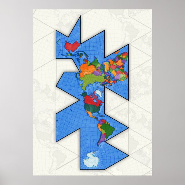 Póster Poster de mapas de Dymaxion World (Frente)
