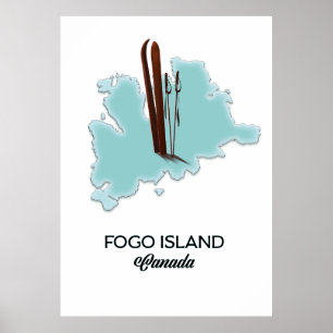 Póster Poster de mapas de Fogo Island Canada