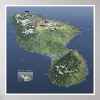 Póster Poster de mapas de Haleakala
