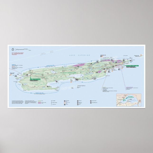Póster Poster de mapas de Isle Royale (Michigan) (Frente)