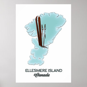 Póster Poster de mapas de la isla de Ellesmere en Canadá
