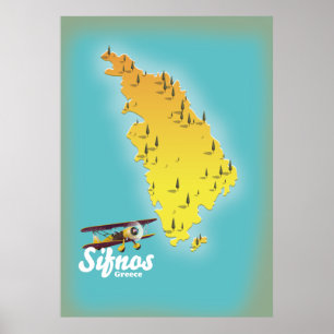Póster Poster de mapas de la isla griega de Samos