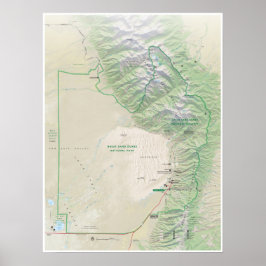 Póster Poster de mapas de las Dunas de Arena Grande (Colo